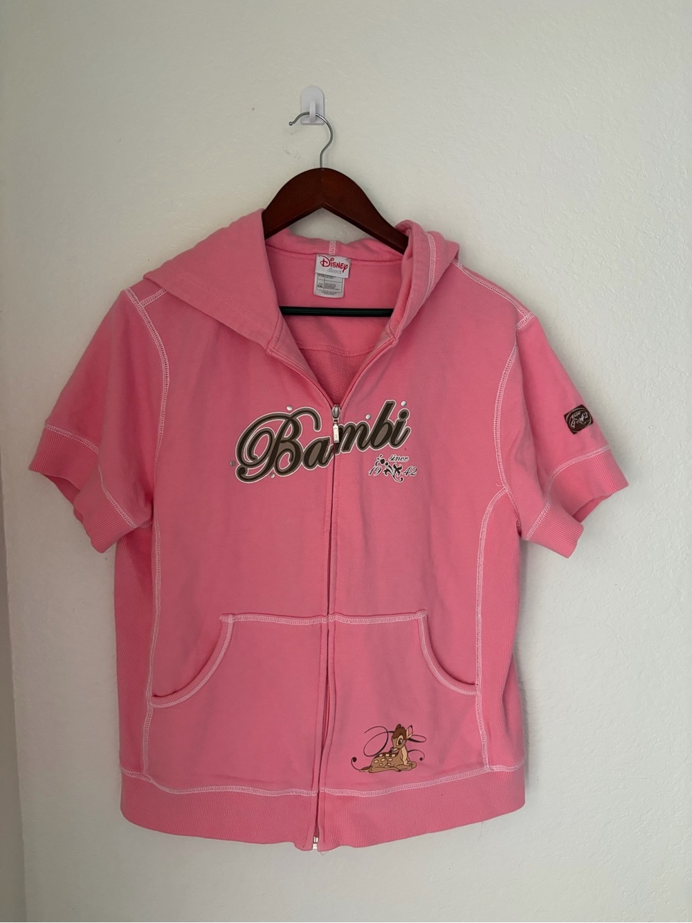 Disney Pink Bambi Short-Sleeve Zip Hoodie and Pants Set